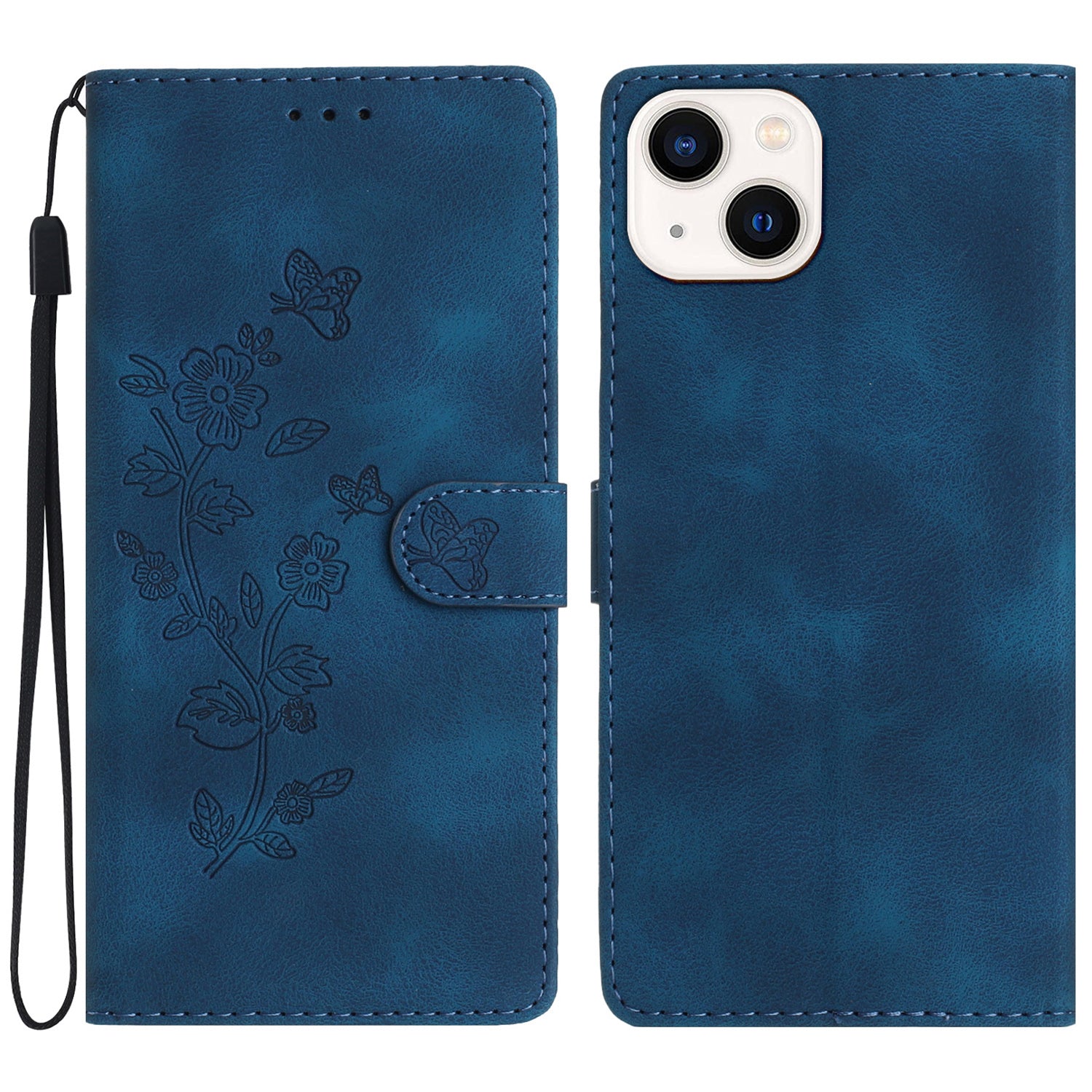 For iPhone 13 6.1 inch PU Leather Wallet Cover Flower Imprinted Phone Case with Stand For iPhone 13 6.1 inch PU Leather Wallet Cover Flower Imprinted Phone Case with Stand